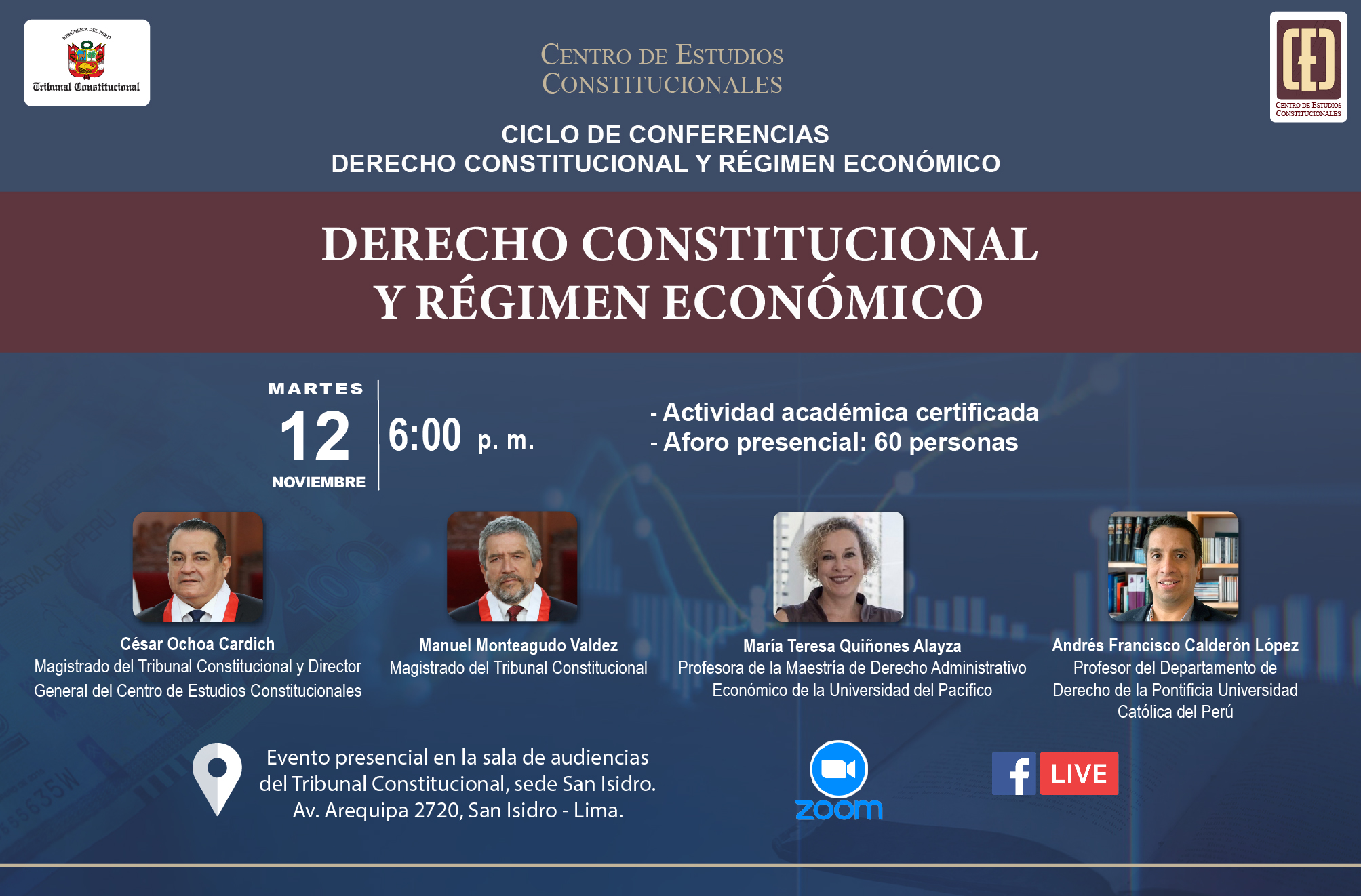 CONFERENCIA SOBRE “DERECHO CONSTITUCIONAL Y RÉGIMEN ECONÓMICO” ORGANIZA EL CEC DEL TC EL 12 DE NOVIEMBRE