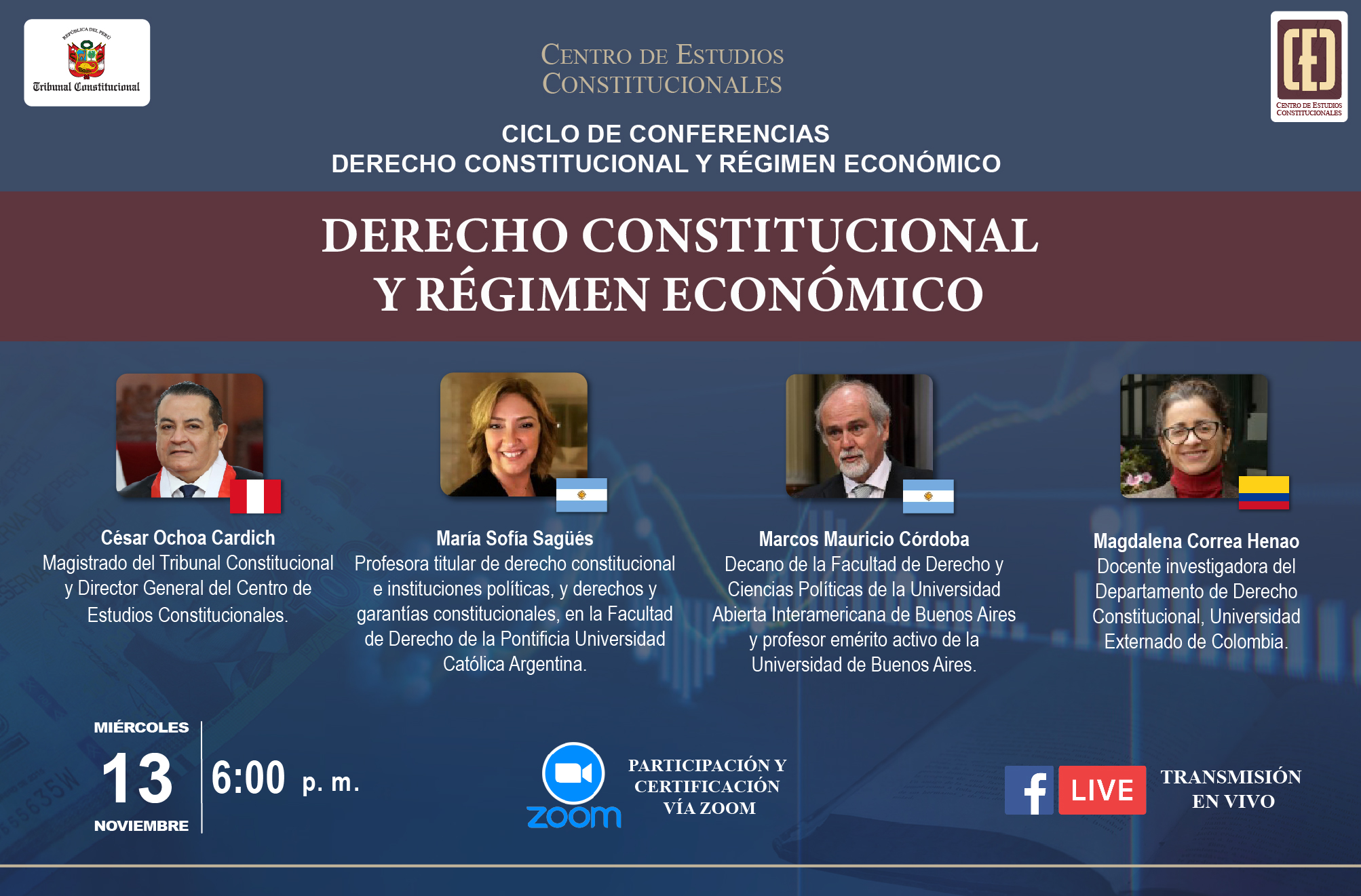 CONFERENCIA SOBRE “DERECHO CONSTITUCIONAL Y RÉGIMEN ECONÓMICO” CONTINÚA EL 13 DE NOVIEMBRE ORGANIZADA POR EL TC