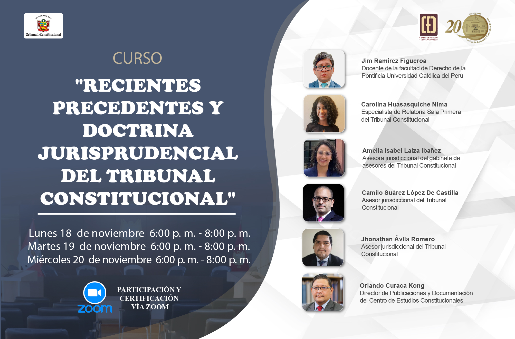 CURSO SOBRE “RECIENTES PRECEDENTES Y DOCTRINA JURISPRUDENCIAL DEL TRIBUNAL CONSTITUCIONAL” REALIZARÁ EL TC LA PRÓXIMA SEMANA