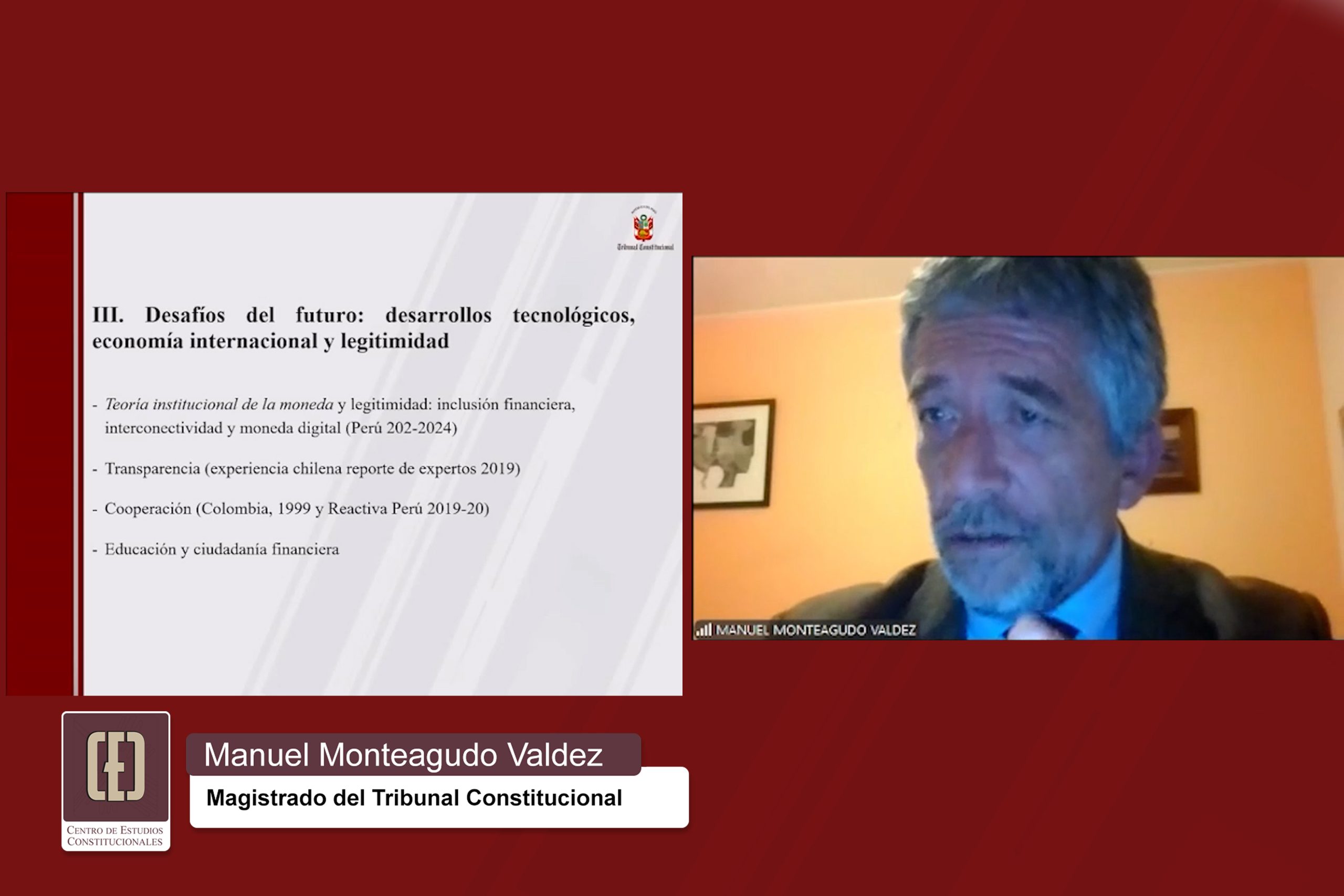 MAGISTRADO DEL TC MANUEL MONTEAGUDO EXPUSO EN CONFERENCIA SOBRE DERECHO CONSTITUCIONAL Y RÉGIMEN ECONÓMICO